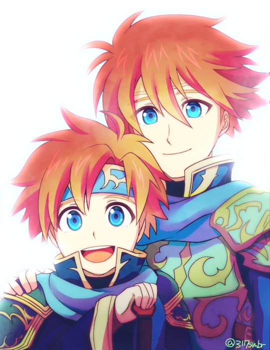 2boys, armor, blue_eyes, cape, cosplay, durandal_(fire_emblem), eliwood_(fire_emblem), eliwood_(fire_emblem)_(cosplay)