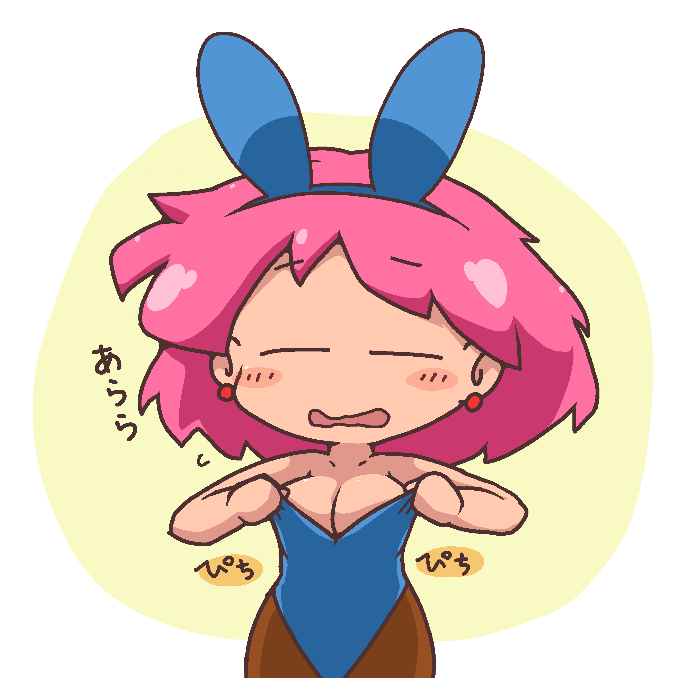 1girl, absurdres, animal_ears, bare_shoulders, blush, breasts, bunny_girl, bunnysuit, cleavage, closed_eyes, fake_animal_ears, final_fantasy, final_fantasy_v, highres, kuto_tubuyaki, large_breasts, lenna_charlotte_tycoon, open_mouth, pantyhose, pink_hair, rabbit_ears, solo, strapless