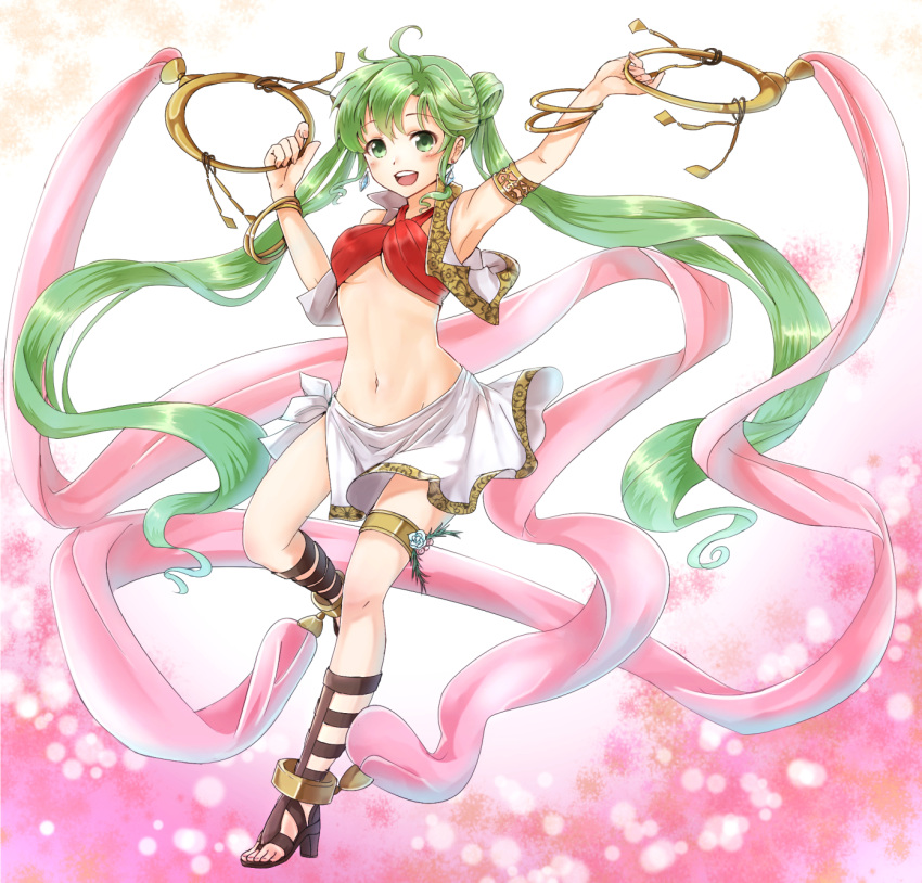 1girl, anklet, bangle, blush, bracelet, breasts, cleavage, dancer