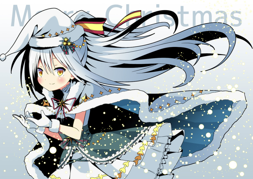 1girl, alternate_costume, blush, english, flower_knight_girl, hair_ornament, hat, long_hair