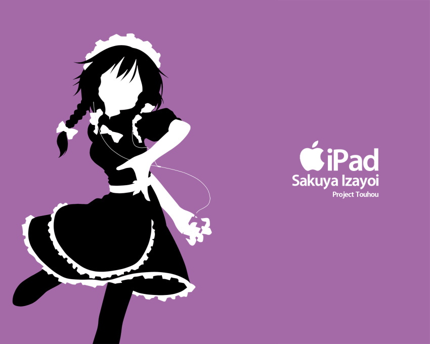 breast_padding, digital_media_player, hair_ribbon, ipad, ipod, ipod_ad, izayoi_sakuya, kusaba