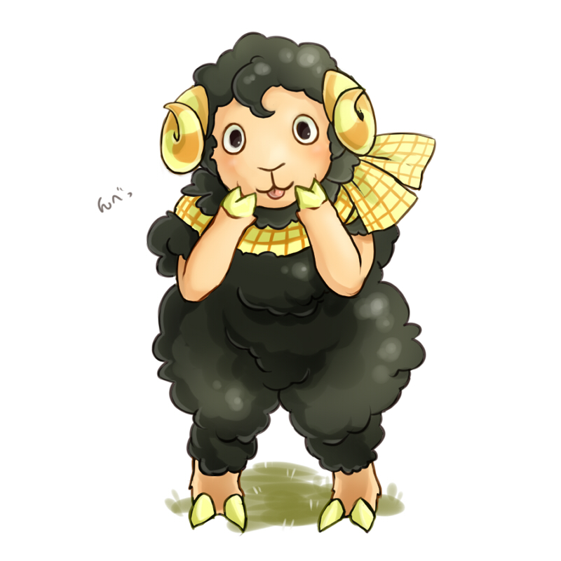 1girl, akiduhaniwa, doubutsu_no_mori, furry, grass, horns, mohair_(doubutsu_no_mori), scarf