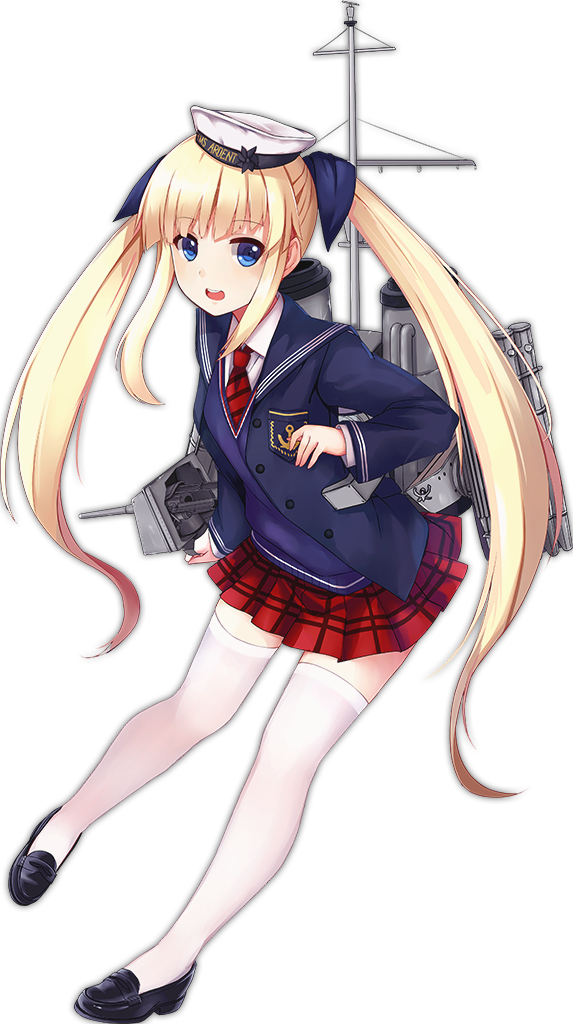 1girl, allenes, ardent_(azur_lane), asymmetrical_hair, azur_lane, black_footwear, blonde_hair, blue_eyes