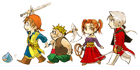 axe, chibi, dragon_quest, dragon_quest_viii, dress, hero_(dq8), jessica_albert, kita/jou