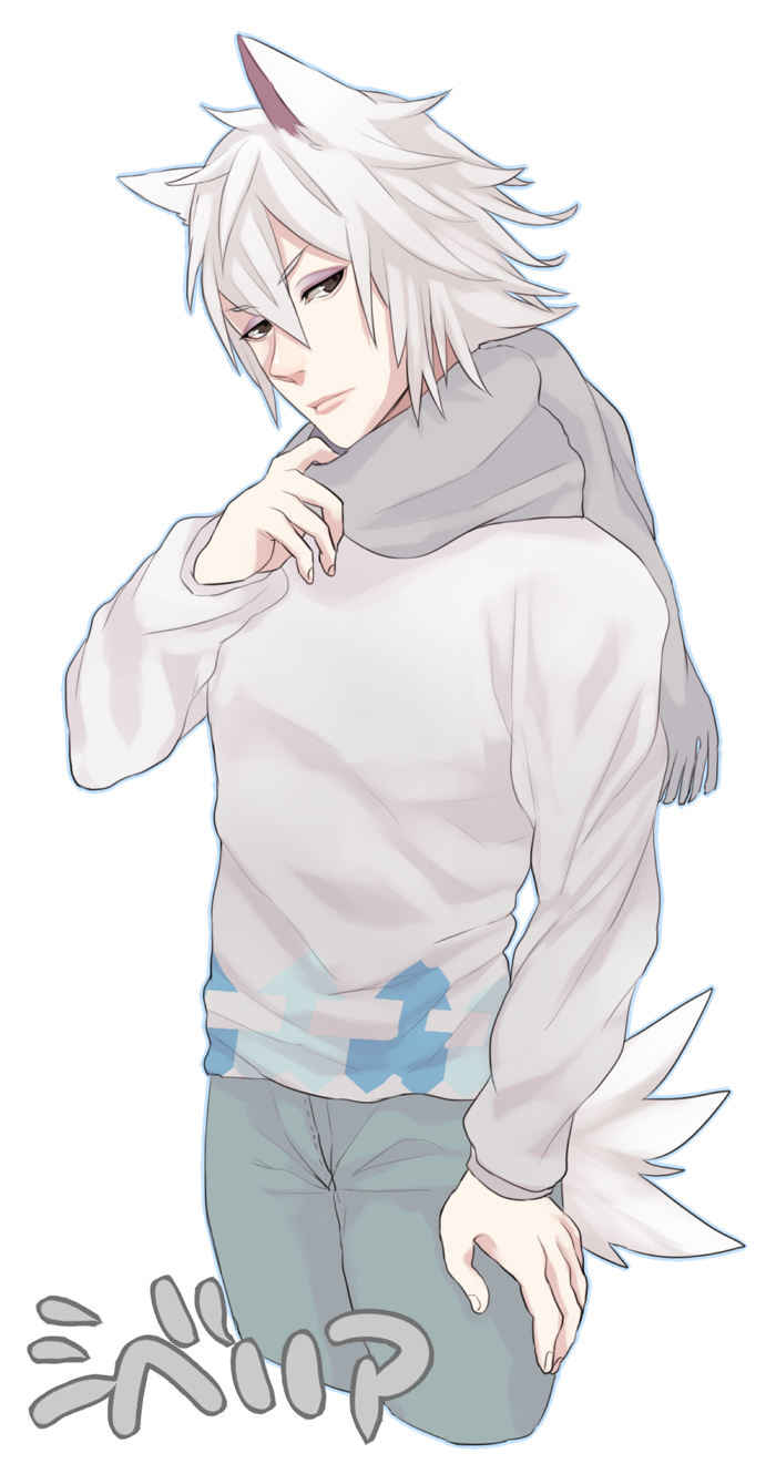 1boy, animal_ears, brown_eyes, doubutsu_no_mori, highres, male_focus, personification, scarf