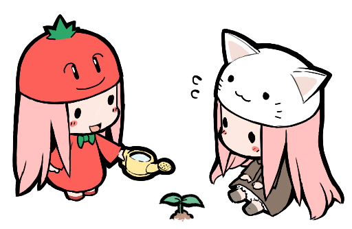 bad_id, cat_hat, chibi, hat, megurine_luka, megurine_luka_(toeto), parody, pink_hair