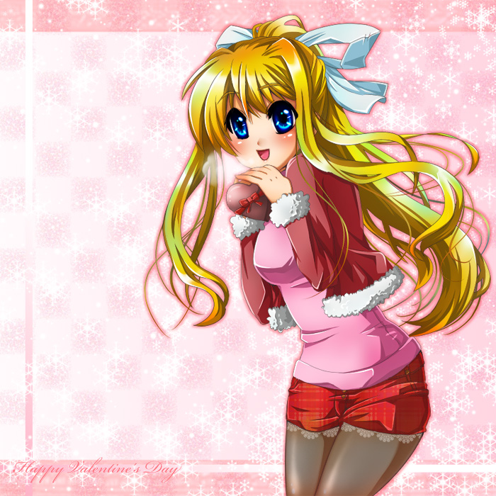 air0w0, blonde_hair, blue_eyes, hair_ribbon, kamio_misuzu, long_hair, pantyhose, ribbon