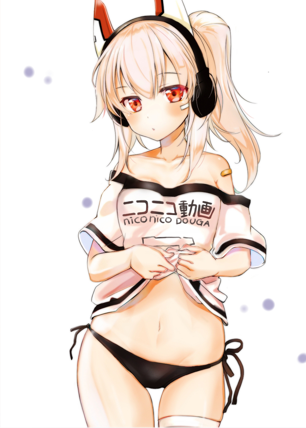 1girl, animal_ears, ayanami_(azur_lane), azur_lane, commentary_request, fake_animal_ears, headphones, highres
