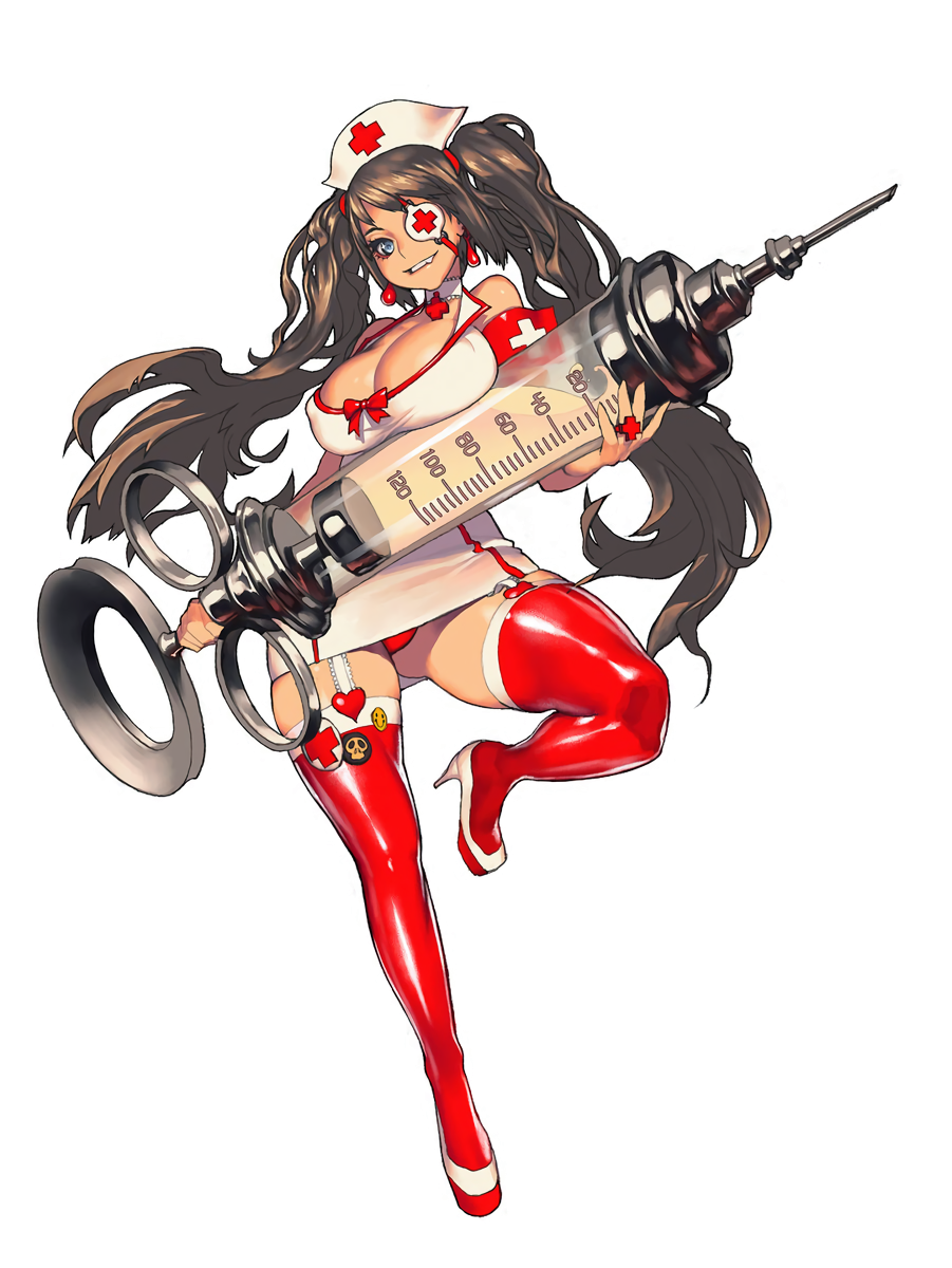 1girl, armband, blue_eyes, breasts, brown_hair, cleavage, demeter_(destiny_child), destiny_child