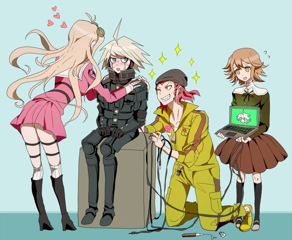 1girl, ahoge, alter_ego, black_legwear, blonde_hair, braid, brown_eyes, brown_hair