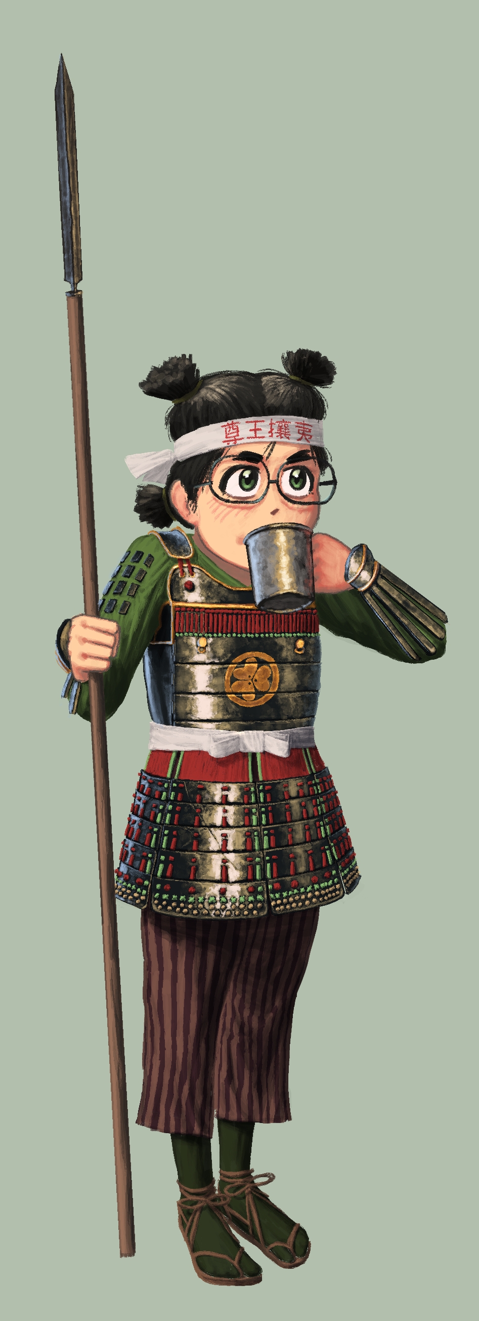 1girl, absurdres, armor, axiaterraartunion, black_hair, boshin_war, cup, drinking