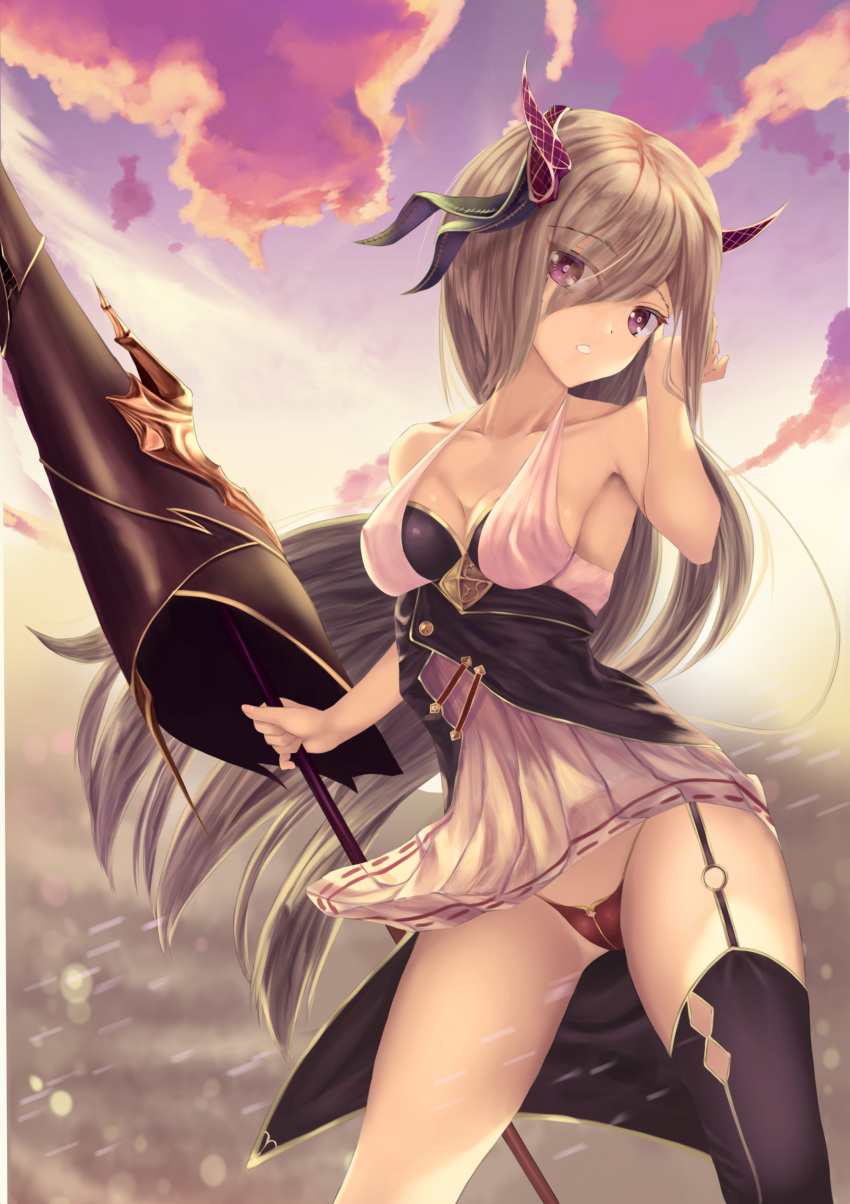 1girl, :o, absurdres, adjusting_hair, armpits, bangs, bare_arms, bare_shoulders