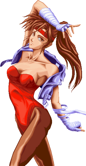 animated_gif, bandage, bandages, bare_shoulders, blink, blinking, breakers_revenge, gif