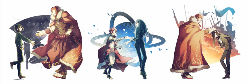 alexander_(fate/grand_order), beard, bowing, braid, cape, dancing, facial_hair, fate/grand_order