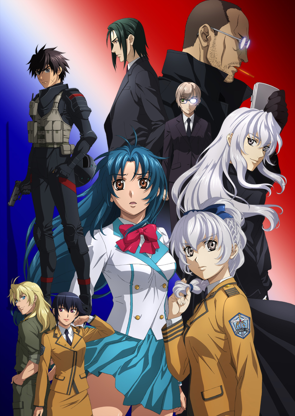 black_hair, blue_eyes, blue_hair, braid, brown_eyes, chidori_kaname, full_metal_panic!, glasses