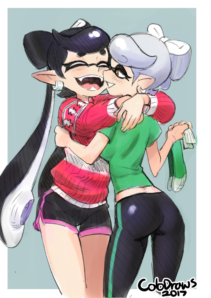 2girls, absurdres, alternate_costume, ass, callie_(splatoon), christmas, christmas_sweater, colo_(nagrolaz)