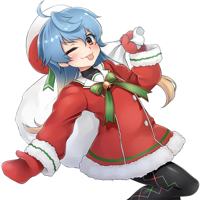 1girl, argyle, argyle_legwear, black_legwear, blonde_hair, blue_hair, cowboy_shot, dress