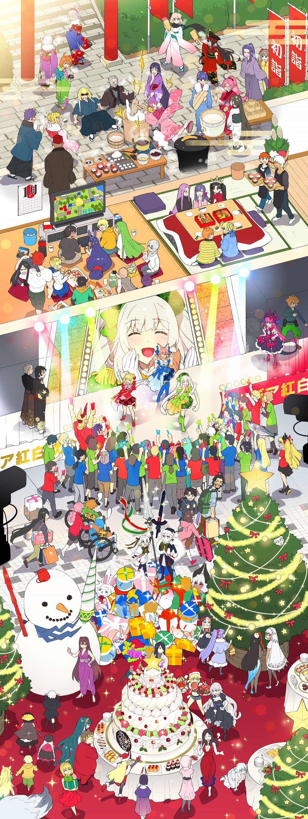 abigail_williams_(fate/grand_order), absurdres, ahoge, altera_(fate), apron, archer, archer_(fate/extra), archer_(fate/prototype_fragments)