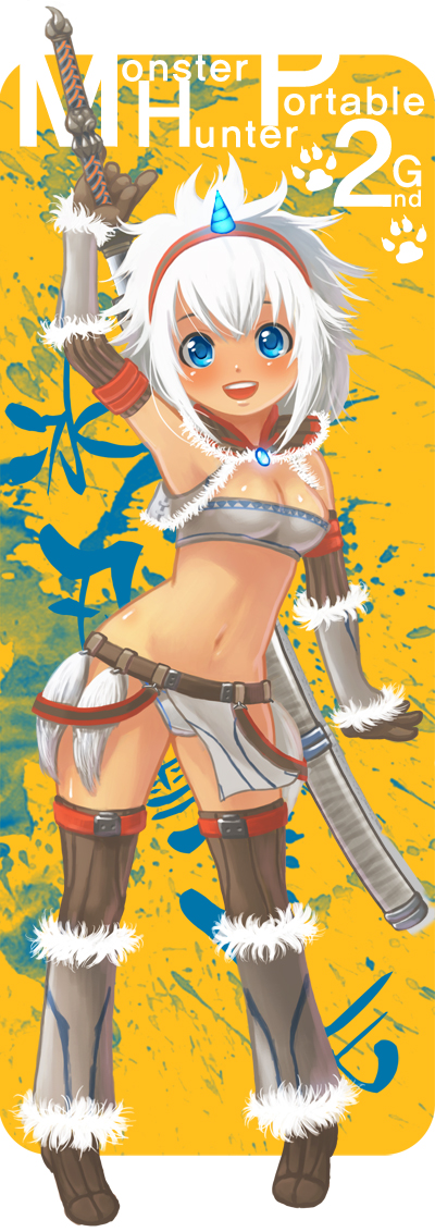 breasts, cleavage, clover, cloverpeia, elbow_gloves, gloves, horn, kirin