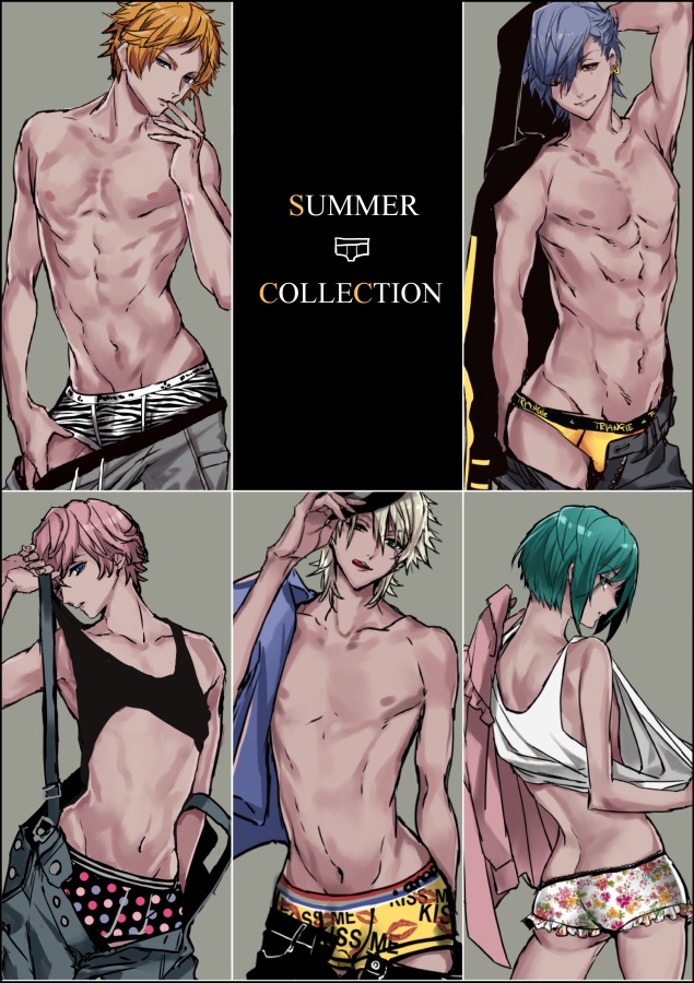 5boys, a3!, abs, animal_print, ass, boxer_briefs, briefs, contrapposto