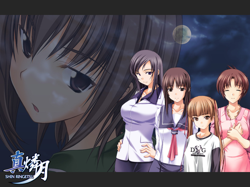 breasts, brown_hair, highres, hizuki_ayumi, hizuki_mitsuna, hizuki_shino, hizuki_suzune, hizuki_yuiko