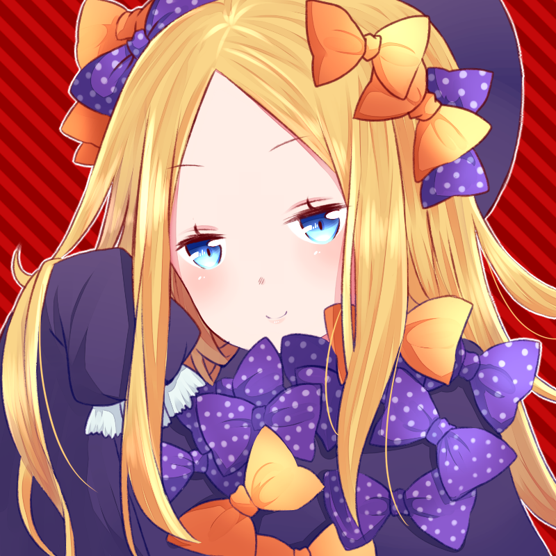 1girl, abigail_williams_(fate/grand_order), bangs, black_hat, blonde_hair, blue_eyes, blush, bow