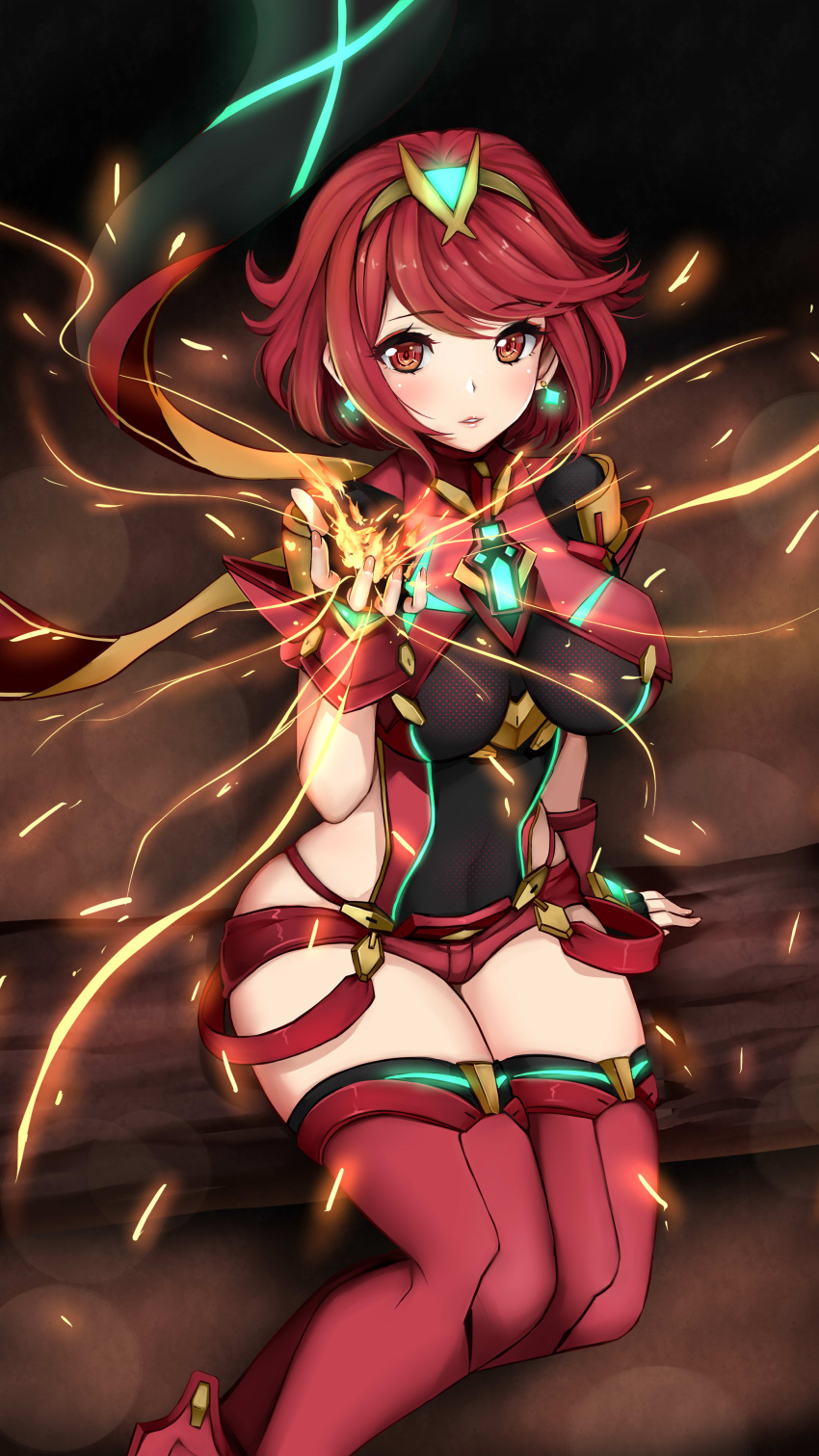 1girl, absurdres, arm_at_side, armor, bangs, black_gloves, breasts, covered_navel