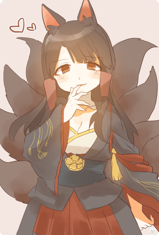 1girl, akagi_(azur_lane), animal_ears, artist_name, azur_lane, bangs, black_hair, blunt_bangs