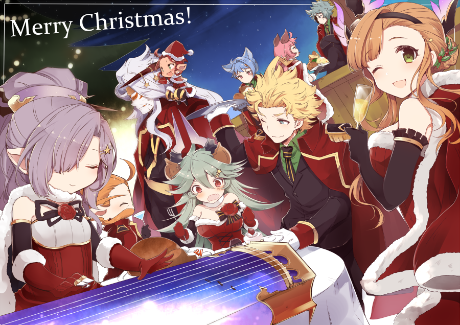 5boys, 5girls, christmas, doraf, erun_(granblue_fantasy), esser, funf, granblue_fantasy, multiple_boys, multiple_girls, nio_(granblue_fantasy), nozomu144, okto, quatre_(granblue_fantasy), sarasa_(granblue_fantasy), siete, six_(granblue_fantasy), song_(granblue_fantasy), tagme, uno_(granblue_fantasy)