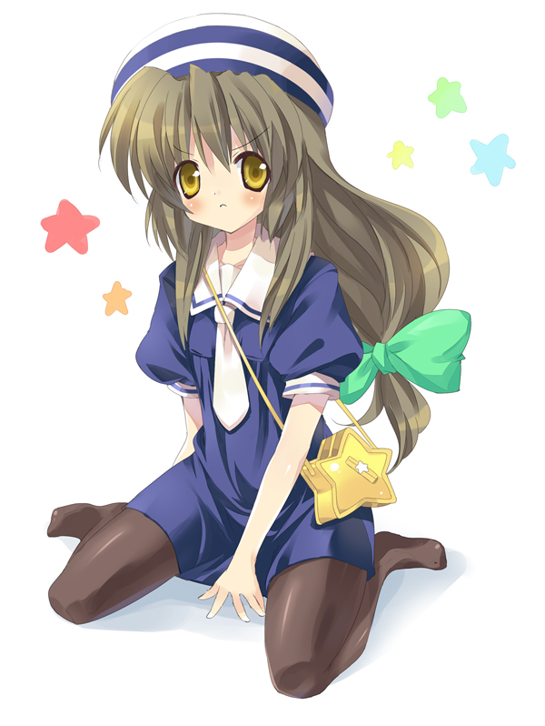 bag, black_hair, bow, brown_eyes, brown_hair, clannad, cosplay, hair_bow