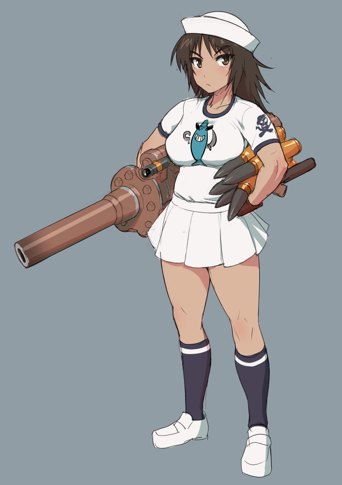 1girl, bangs, black_eyes, black_hair, black_legwear, closed_mouth, commentary_request, dixie_cup_hat