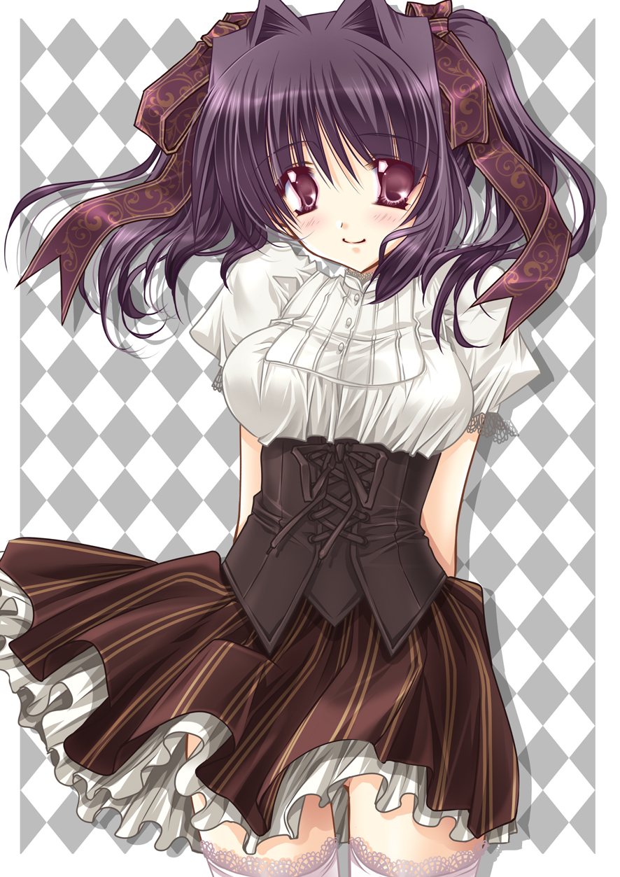 corset, highres, original, purple_eyes, purple_hair, ribbon, ryuuga_shou, skirt