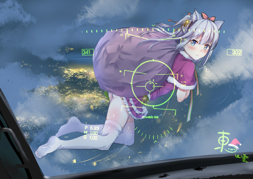 1girl, animal_ears, azur_lane, bangs, bell, blue_eyes, blush, bow