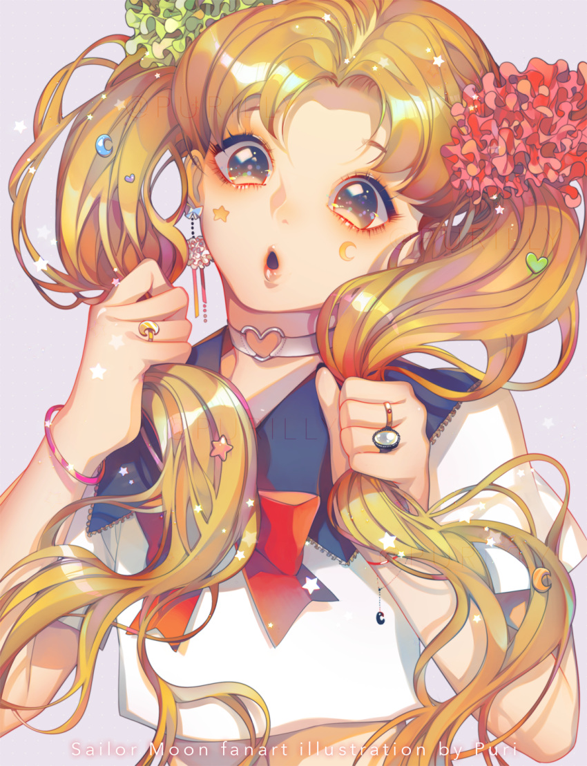 1girl, :d, artist_name, bangs, bishoujo_senshi_sailor_moon, blonde_hair, bow, bracelet