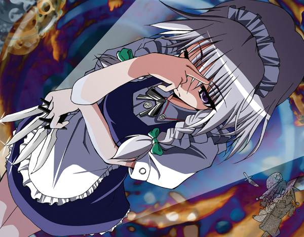 braid, hong_meiling, izayoi_sakuya, knife, konoe_yuba, maid, silver_hair, touhou