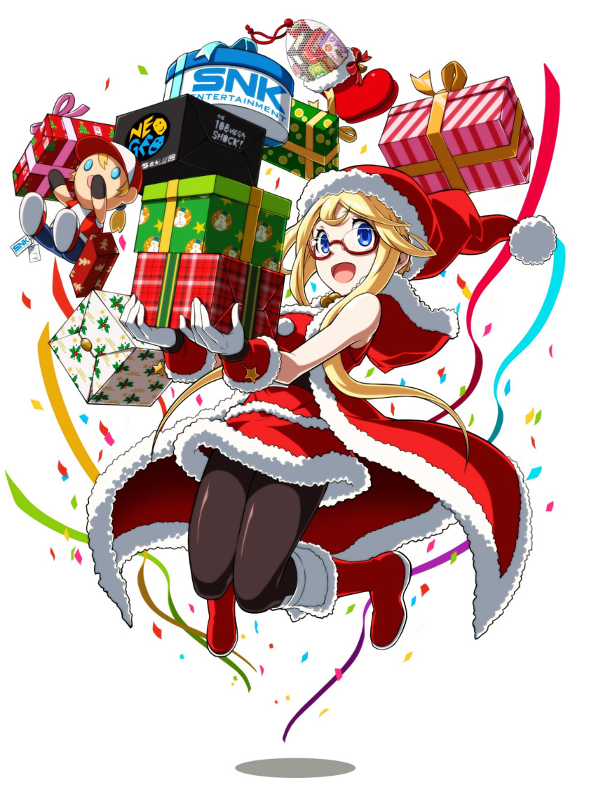 1girl, blonde_hair, character_doll, commentary, confetti, dress, enta_girl, falcoon