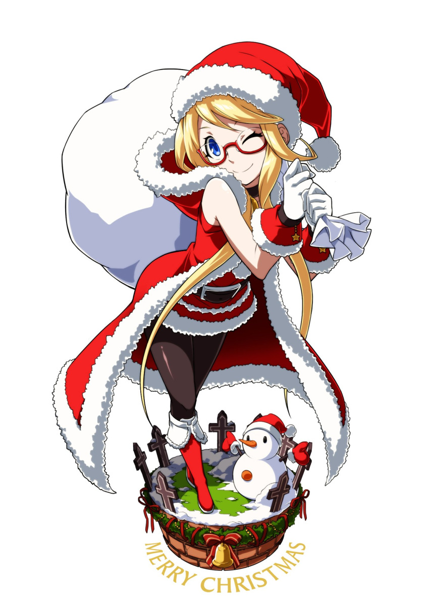 1girl, ;), blonde_hair, blue_eyes, commentary_request, dress, enta_girl, falcoon