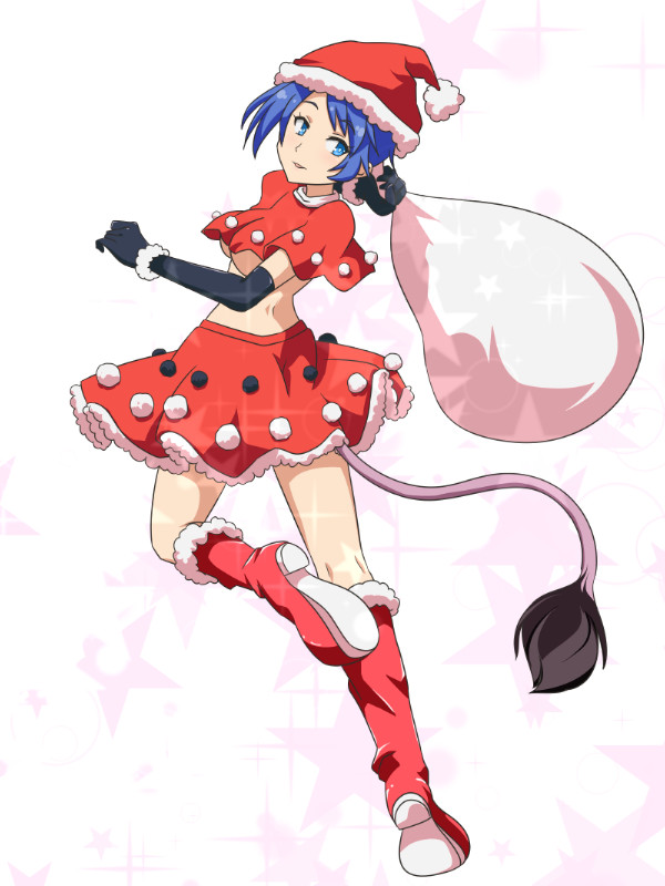 1girl, black_gloves, blue_eyes, blue_hair, boots, breasts, capelet, cato_(monocatienus)