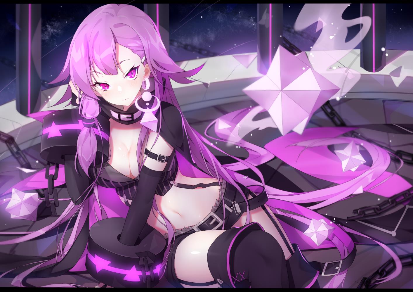 1girl, absurdly_long_hair, arm_support, asymmetrical_bangs, bangs, belt, black_footwear, boots