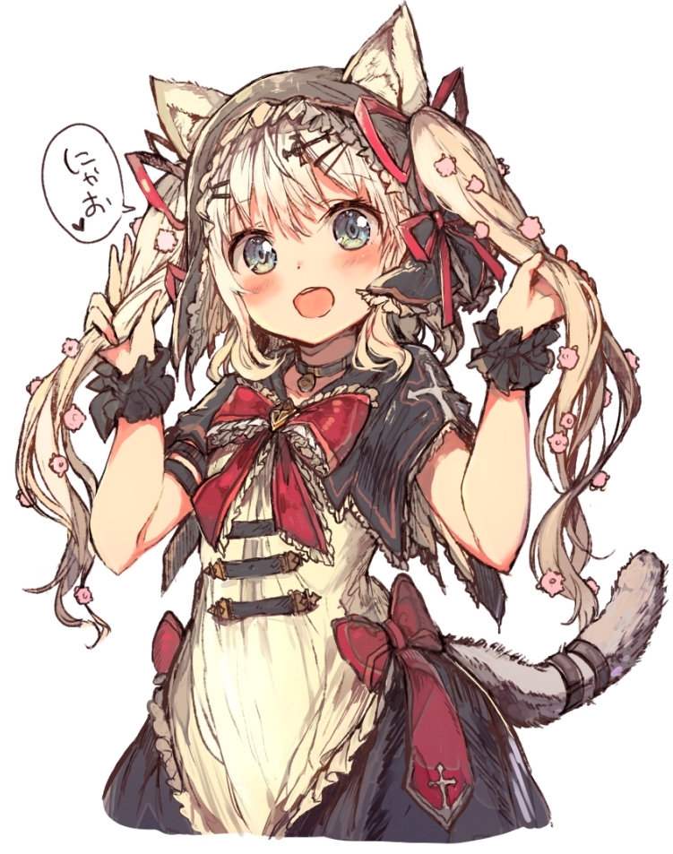 1girl, :d, animal_ears, armlet, banfs, bell, bell_collar, blonde_hair