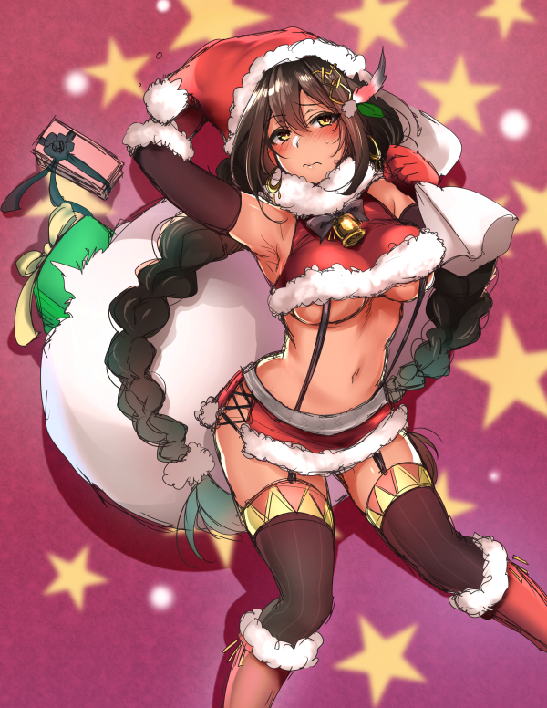 1girl, armpits, azur_lane, bell, black_hair, blush, boots, bow