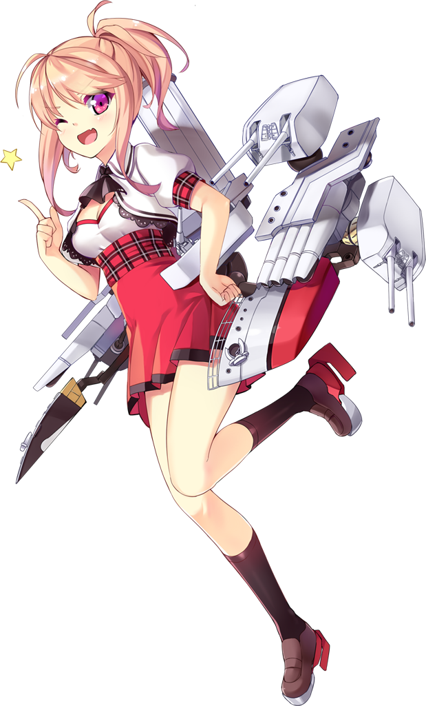 1girl, ;d, achilles_(azur_lane), ahoge, ascot, azur_lane, bangs, black_legwear