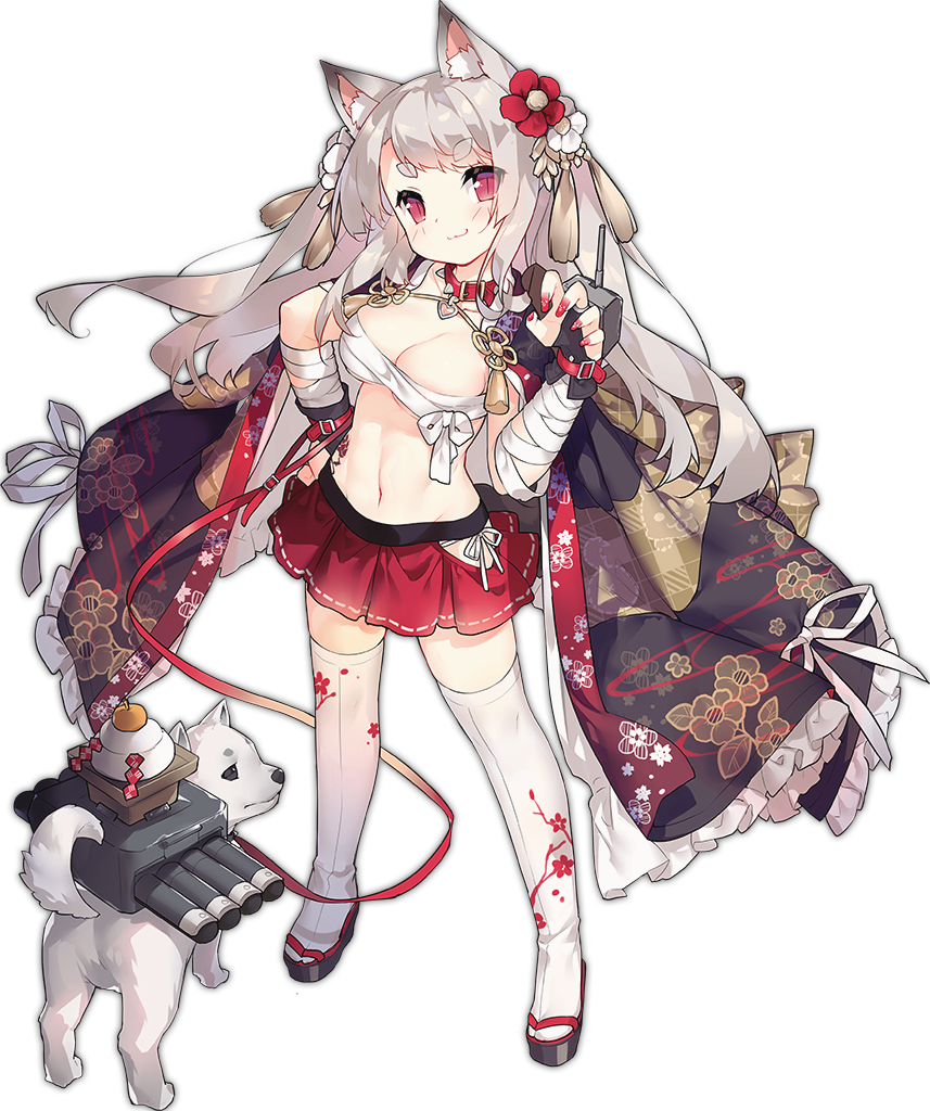 1girl, :3, animal_ears, azur_lane, bandage, belt_collar, blush, breasts