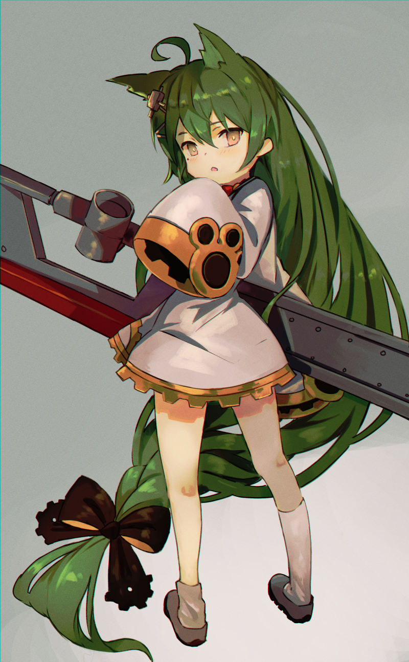 1girl, absurdly_long_hair, ahoge, akashi_(azur_lane), animal_ears, asymmetrical_legwear, azur_lane, bangs