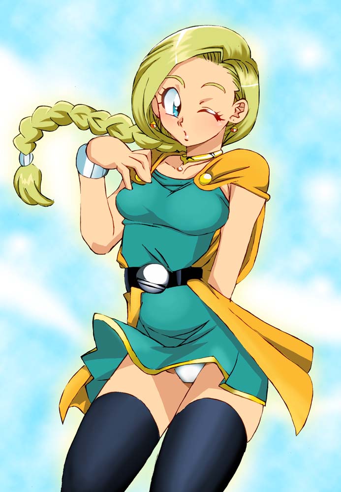 1girl, bianca, breasts, commentary_request, dragon_quest, dragon_quest_heroes, dragon_quest_v, graphite_(medium)