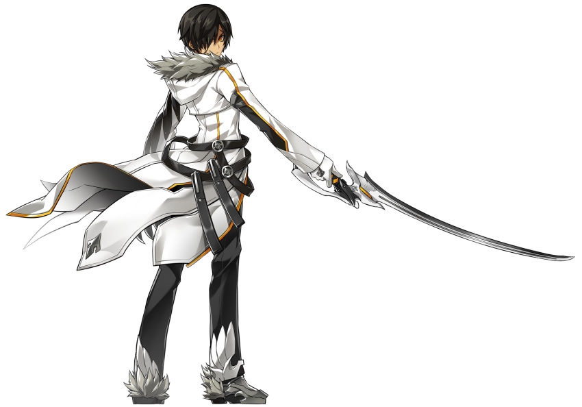 1boy, artist_request, belt, black_hair, black_pants, blade_master_(elsword), closed_mouth, elsword