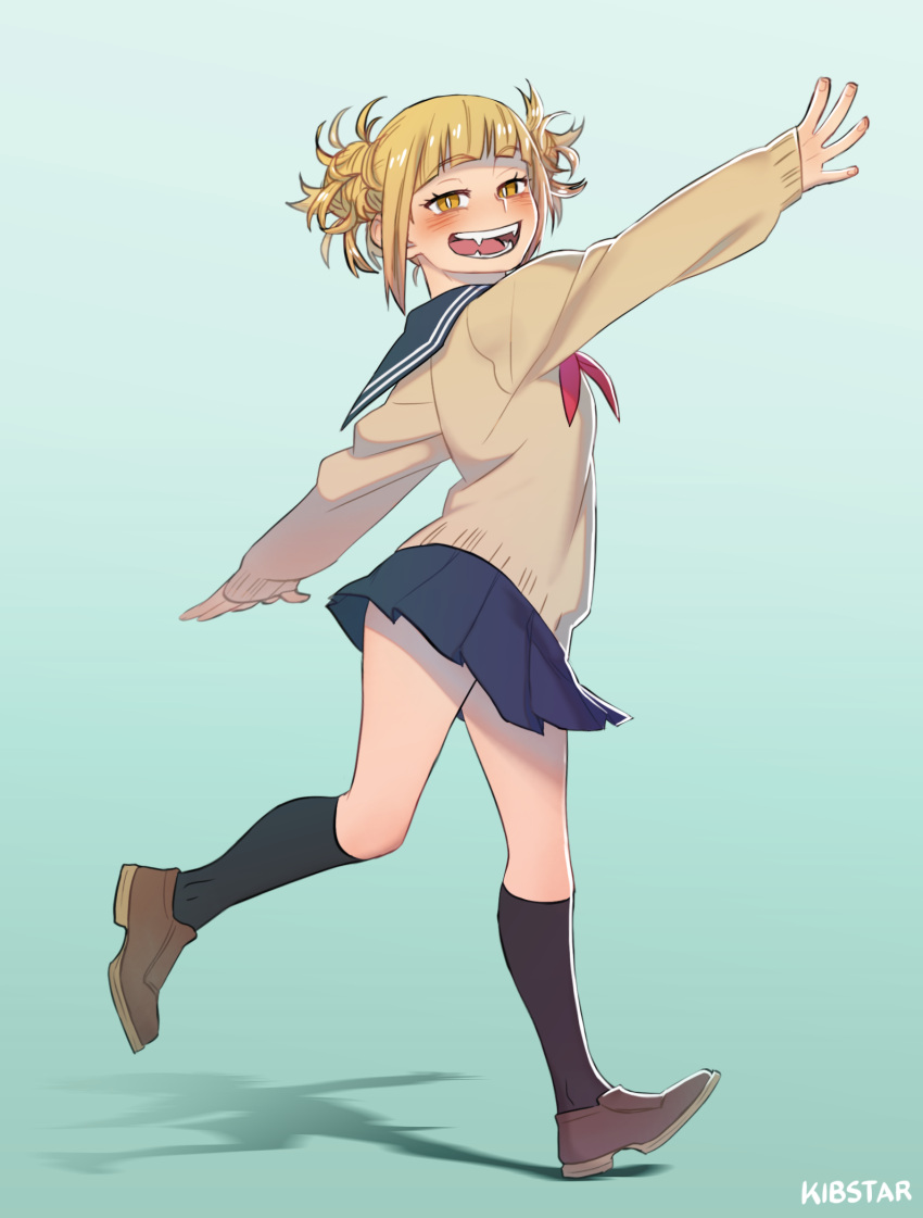 1girl, artist_name, bangs, blonde_hair, blunt_bangs, blush, boku_no_hero_academia, cardigan