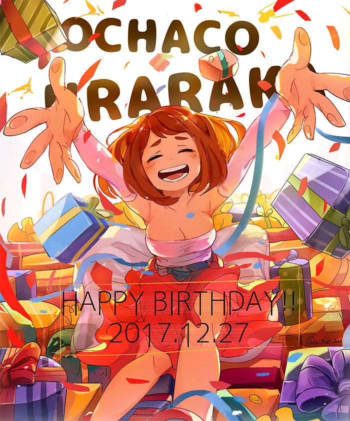 1girl, 2017, ^_^, ^o^, anezu, arm_warmers, birthday, boku_no_hero_academia