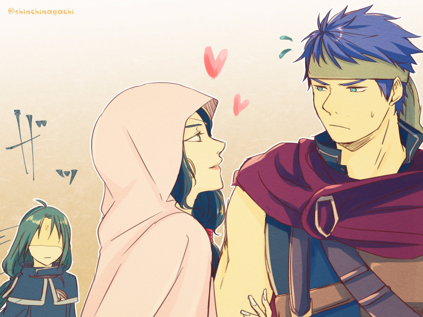 1girl, 2boys, black_hair, blue_eyes, blue_hair, blush, fire_emblem, fire_emblem:_akatsuki_no_megami