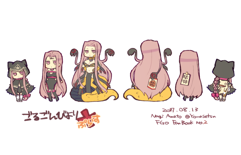 3girls, amato_nagi, bag_of_chips, blush, braid, breasts, chibi, cleavage